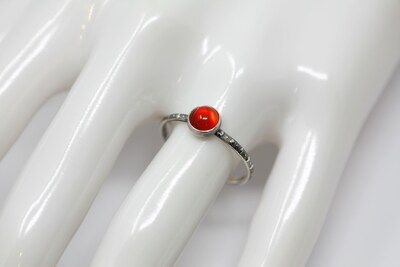 6mm Carnelian Skinny Beaded Band Ring - Antique Silver Finish by Salish Sea Inspirations - image2